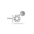 Silver stainless steel stud with clear zircon flower design measuring 0.57cm diameter - Round Wreath Design (0166-3#) / Silver