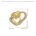 Vista dettagliata del ciondolo a cuore mom dorato con strass e misure del prodotto - YE764-Oro Mom Doppio Cuore