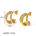 Détail de boucles d'oreilles en C dorées avec dimensions 22mm et poids 13,2g - Boucles d'oreilles dorées en forme de C enveloppées multicouches (TE6076-G)