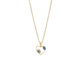 Collier cœur doré avec incrustations en émail blanc et bleu sur une chaîne à maillons fins - Style de Cœur Creux(8#)