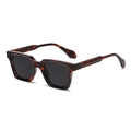 Classic square matte tortoiseshell sunglasses with dark lenses for men and women - Sunglasses / Black Tortoise Grey Lens