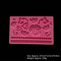 Pink silicone mold with rose and leaf texture patterns for DIY cake decorating - Flower Chain 02026 Pink