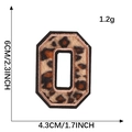 Leopard print plush letter O embroidery patch with pink border and size dimensions - Letter O