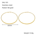 Chic 85mm oversized circular hoop earrings in 18k gold plated stainless steel finish - 85mm / Gold