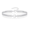 Zilveren roestvrijstalen Cubaanse schakelarmband met een gepolijste letter B hanger - Staal Kleur B
