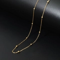 Titanium steel 18k gold plated satellite chain necklace with delicate gold beads - O-Chain with Beads / Gold