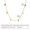 Elegante collana in acciaio al titanio dorato con brillanti zirconi bianchi - Collana multicolore 1275GH