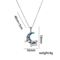 Collar con colgante de estrella y luna azul en acero titanio con cadena 40cm mas 5cm - Color Acero