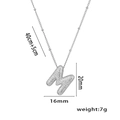 Silver micro-paved zircon M-letter pendant necklace with measurements 40cm plus 5cm chain - Steel Color Letter M with Zirconia