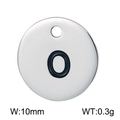 Polished silver titanium steel round hollow charm with letter O 10mm wide for bracelets - Letter O