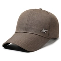 Donkerbruine baseballpet met textuur voor heren en zilveren metalen logo-accent - Verstelbaar / Khaki