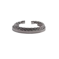 Men's silver roman numeral bangle set with braided wire and smooth metallic finish - Steel 2-Piece Set