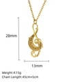 Gouden muzieksleutel hanger ketting met gedetailleerde afmetingen van maat en gewicht - G-sleutel (LN1909 Goud)