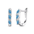 Elegant S925 sterling silver hoop earrings with marquise-cut blue zircon heart design - 925 Silver / Marquis Blue Style (DY110206-S-W-BU)