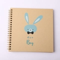 6 inch light brown kraft paper spiral notebook featuring it's a boy rabbit design - Rabbit Style B (it's a Boy)