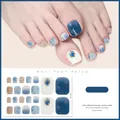 Detail view of shimmering blue and gold glitter waterproof toenail art stickers J23-06 - Blue Gradient Gold Glitter Rhinestone Style (J23-06) / 10.8*5.8cm