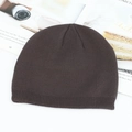 Deep brown ribbed knit beanie hat for winter made with high-density warm thermal yarn - Dark Gray