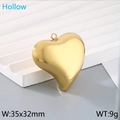 Colgante de corazón hueco de acero inoxidable dorado pulido de 35x32 mm - Dorado Grande (KLJ9192-Z) / 35x32mm
