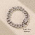 Bracciale cubano in argento sterling S925 con pavé di piccoli diamanti, lunghezza 18cm - Colore Platino Grosso (18cm)