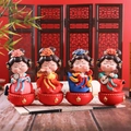 Set of four cartoon Tang dynasty lady figurines in colorful Hanfu with instruments - 1088-36 Medium Tumbler Set / Set of 4