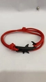 Red cord bracelet featuring a bold black shark animal charm in a minimalist style - Red Rope/Black Shark