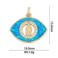 Detailed view of 18k gold plated evil eye pendant with Virgin Mary and zircon inlay - DZ-948/Eye Shaped Blue Opal Virgin Mary V2