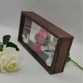 Dark wood 3D display frame with red roses and white swan figurines for home decor - 26*13*5.5CM / Black Walnut