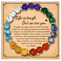 8mm colorful natural stone chakra bead bracelet with handmade love greeting card - 8mm Beads With Card / 7 Chakra Multicolor