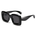 Trendige schwarze klobige quadratische Sonnenbrille für Kinder mit dickem Hip-Hop-Rahmen - Schwarzer Rahmen Graue Gläser