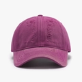 Vintage washed dark pink baseball cap with distressed details and cotton twill fabric - Rose Red