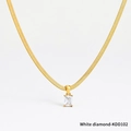 Minimalist gold snake chain necklace with rectangular zircon pendant, White diamond-KDD102 - White Zirconia (KDD102)