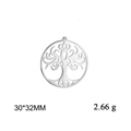 Silver tree of life pendant in stainless steel, 30x32mm charm for jewelry making - Hollow Tree-Steel Color