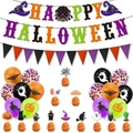 Halloween party decoration set with Happy Halloween banners, balloons, and cake toppers - Halloween Decoration Set Type 6