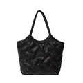 Schicke schwarze gesteppte Shopper-Tasche mit Glanzeffekt und zwei Tragegriffen - Schwarz