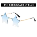 Frameless star-shaped sunglasses with gold frames and gradient blue lenses - Gold Frame Gradient Blue Lens