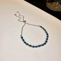 Adjustable silver bracelet with blue pear-cut zircons and convenient sliding clasp - Blue Waterdrop Zirconia Bracelet