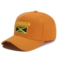 Knaloranje katoenen baseballcap met geel JAMAICA-borduurwerk en een vlag - Eén maat / Oranje