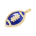 Close-up of golden american football pendant with blue enamel and cubic zirconia stones - Dark Blue