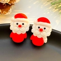 Weihnachtsmann-Ohrstecker aus Harz mit roter Mütze und weißem Bart für Damen - Weihnachtsmann (8395)