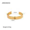 Chic 18k gold plated double-layer stainless steel bangle with 6.92cm diameter - Double Layer Ribbed Cuff Design (JDB2302032)