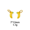 Detail of yellow banana pendant charms with green accents and golden rings for jewelry making - Small Banana (7*12mm)