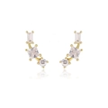 Three-layer gold s925 silver stud earrings with geometric zircon stones on white background - Gold Style 5-Clear Geometric