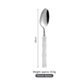 Silver 304 stainless steel dinner spoon with white bamboo handle, 20cm length, 54.6g - White Dinner Spoon
