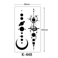 Waterproof temporary tattoo sticker with black planets and moon designs, size 60x105mm - K-448-Planet Geometric
