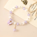 Sweet purple and white crystal beaded bracelet with lavender butterfly pendant charm - Purple Crackle + White Bodhi Purple Butterfly (K3516)