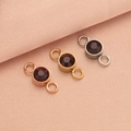 Three-color birthstone connectors in rose gold, gold, and silver on pink fabric - Dark Purple (Rose Gold)
