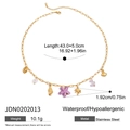Detail view of gold stainless steel shell and starfish necklace with size measurements - Shell Seahorse Style (JDN0202013)