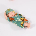 Sleeping reborn baby doll 20cm vinyl newborn in green floral printed bathrobe - Green Floral Bathrobe