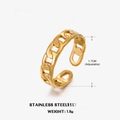 Anillo de cadena ajustable de acero inoxidable chapado en oro 18K con diseño vintage - Anillo Abierto de Cadena / 1.7cm (Ajustable) / Dorado