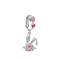 Silver bunny star clip-on navel ring with pink heart and round gemstones - Rabbit Planet